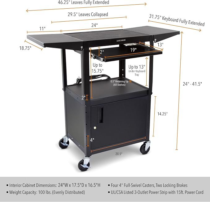 Line Leader Rolling AV Cart - Image 3