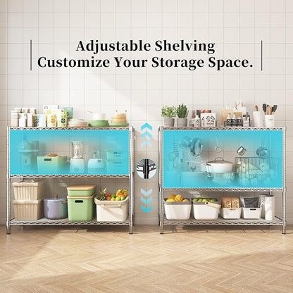 Storage Shelves, 3-Tier Adjustable Metal Industrial Utility Shelf Rack - Image 4