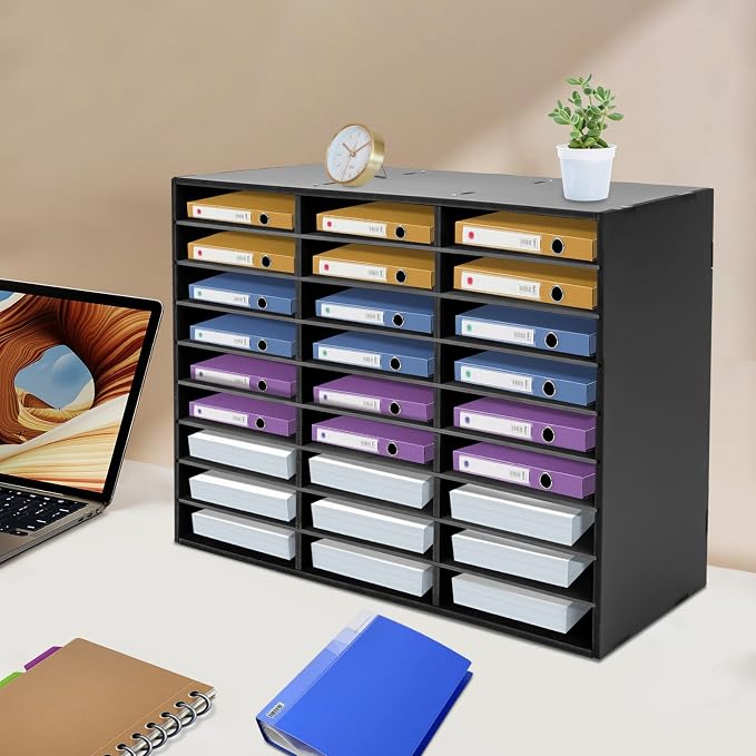 27 Compartments Literature Organizer, Desktop File Sorter Mail Center Paper - Image 3