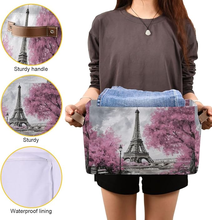 Oil Painting Paris Foldable Storage Basket - Image 7