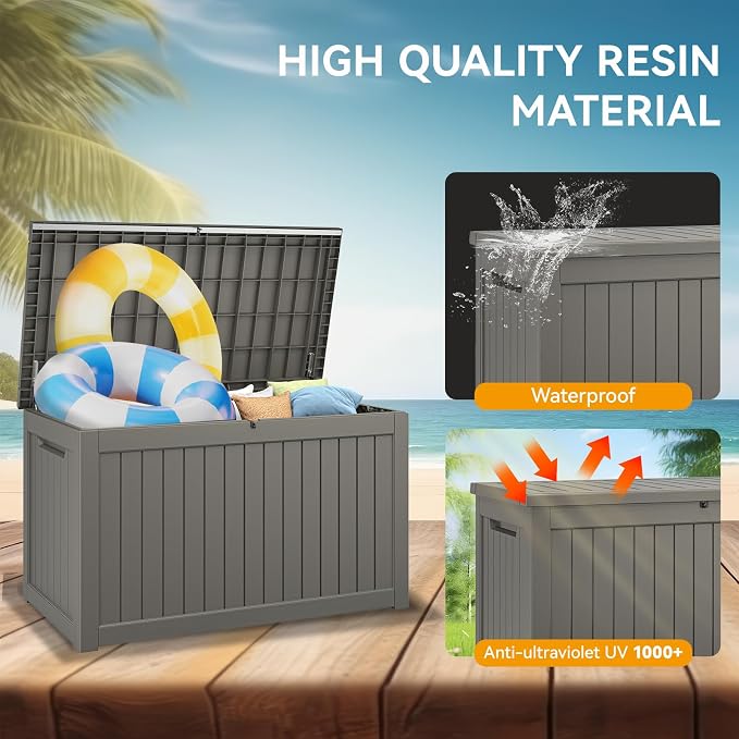 NUNU LAB 270 Gallon Large Resin Deck Box, Waterproof Outdoor Storage Box - Image 6
