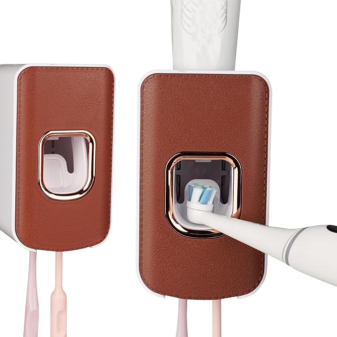 2 Slot Toothbrush Holder and Toothpaste Dispenser Wall Mounted, Automatic - Image 7
