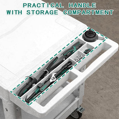 Heavy Duty Utility Rolling Tool Cart, 1000 lbs Capacity Flat Top Plastic - Image 4