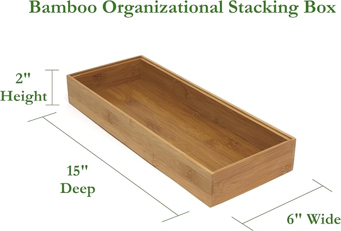 Lipper International 8186S Bamboo Wood Stacking Drawer Organizer Box - Image 2