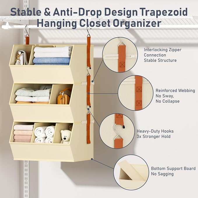 Hanging Closet Organizer Extra Large, Clothes Hanging Shelves - Image 4