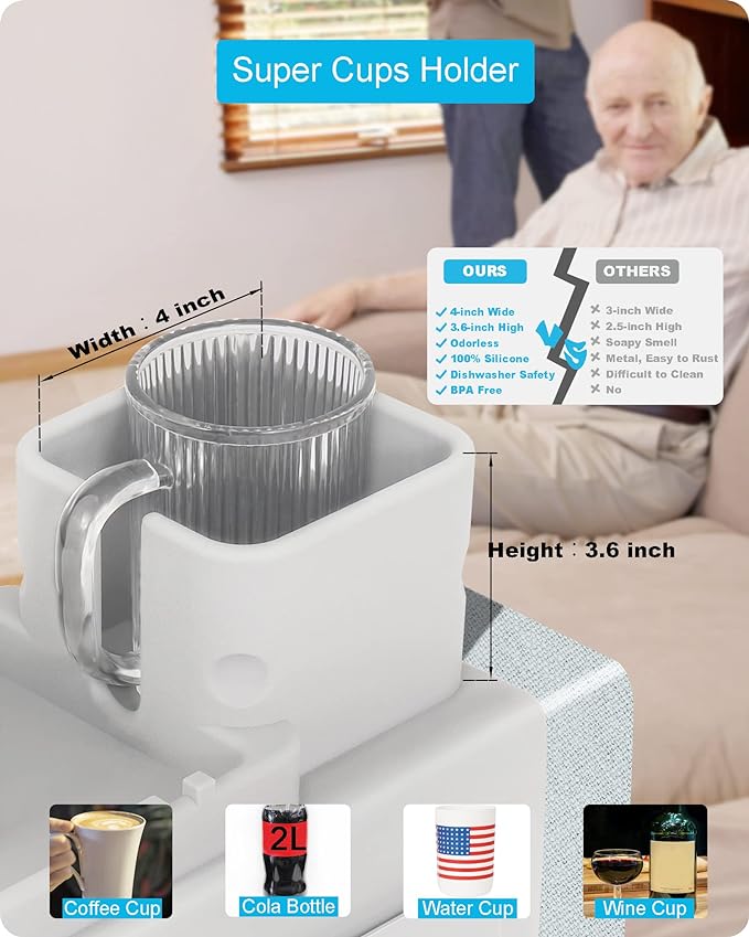 Couch Cup Holder Tray, VIENFUT Silicone Anti-Slip Sofa Armrest Tray - Image 6