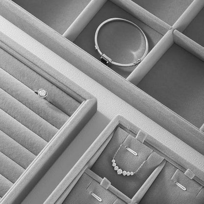 Velvet Stackable Jewelry Display Tray, 12 Grid Watch Bangle Bracelet Storage - Image 6