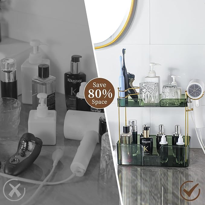 YCIA&DONE Luxury Bathroom Counter Organizer, Large Makeup Organizer Countertop - Image 3
