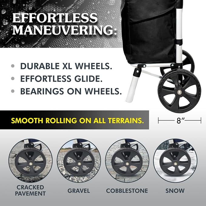Ultra-Lightweight Black Foldable Shopping Cart - Image 6