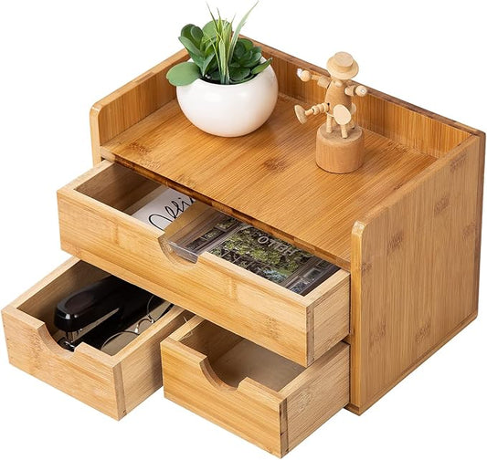 Rustic Distressed white 3-Tier Bamboo Desk Organizer by VERGOODR