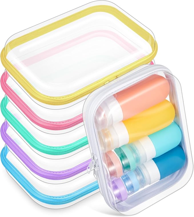 Sanwuta 6 Pcs Clear Hard Zipper Case Hard Plastic Zipper Pouches Transparent by Sanwuta