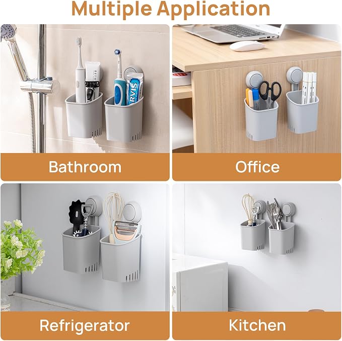 LEVERLOC Powerful Suction Toothbrush Holder 2 Pack, Removable Drill-Free Wall - Image 5
