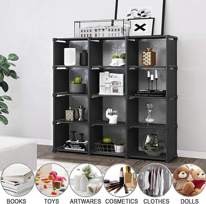 12 Cube Storage Organizer Book Shelves, DIY Open Stackable Bookshelf, Extra - Image 3