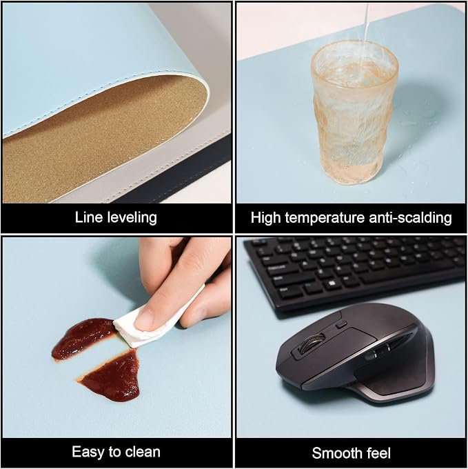 DAWNTREES Dual Sided Desk Mat, Leather Desk Pad, Cork Desk Mat Protector - Image 5