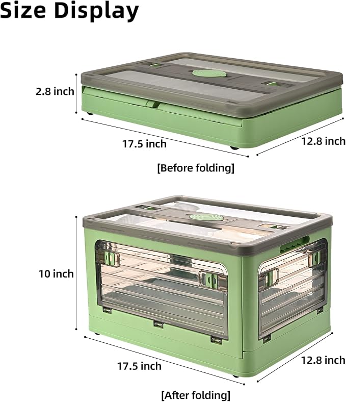 32Qt Plastic Storage Bins with Lid, Collapsible Storage Bins with Wheels - Image 2