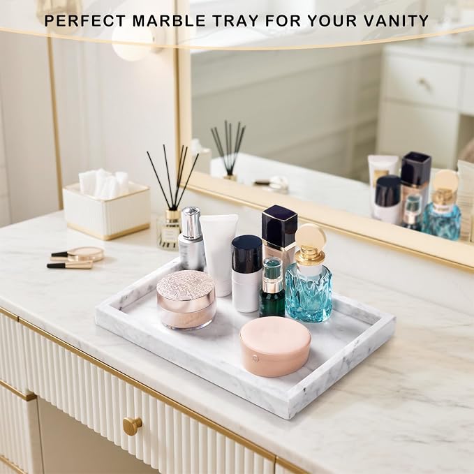 Marble Bathroom Tray for Countertop & Home Decor, Natural Decorative Marble - Image 6