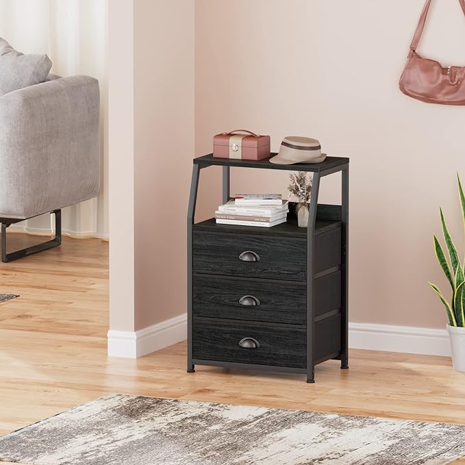 Furnulem Black Night Stand, Small Dresser - Image 5