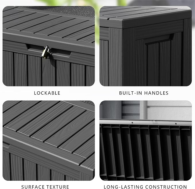 80 Gallon Waterproof Resin Deck Box, UV Resistant Outdoor Storage - Image 4