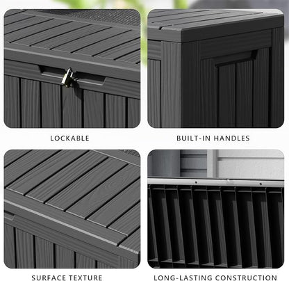 80 Gallon Waterproof Resin Deck Box, UV Resistant Outdoor Storage - Image 4