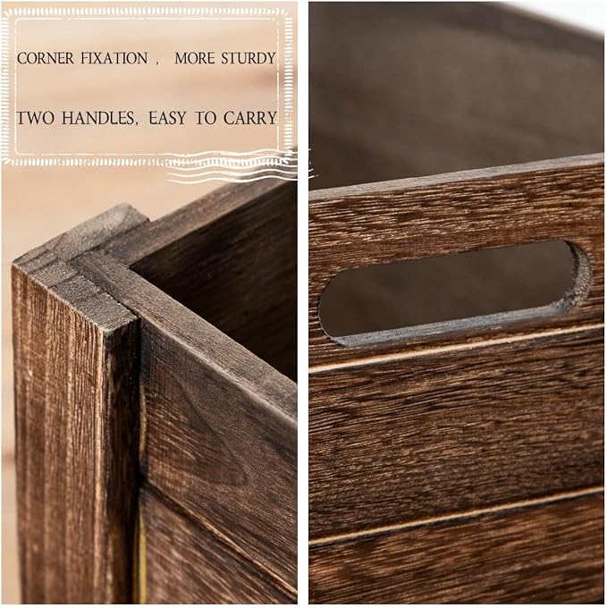 Large Vintage Brown Wooden Crates - Image 7