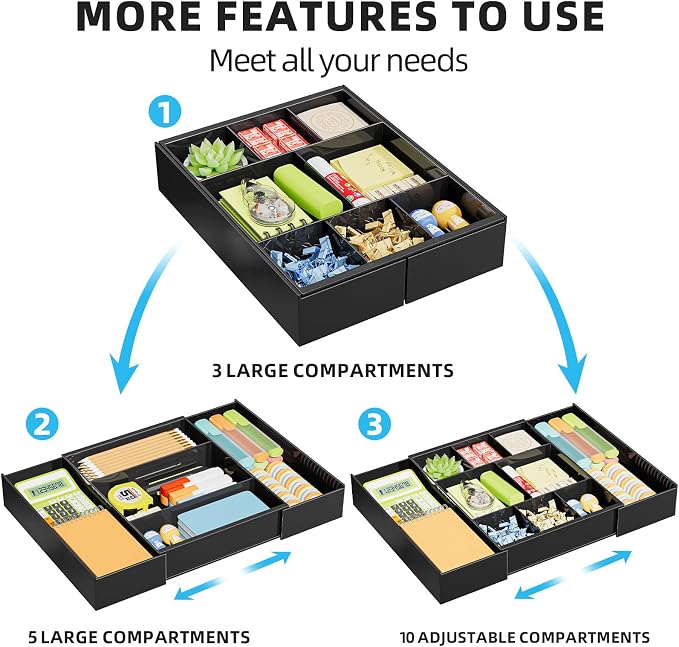 Marbrasse Expandable Desk Drawer Organizer, Desk Organizers and Accessories - Image 4