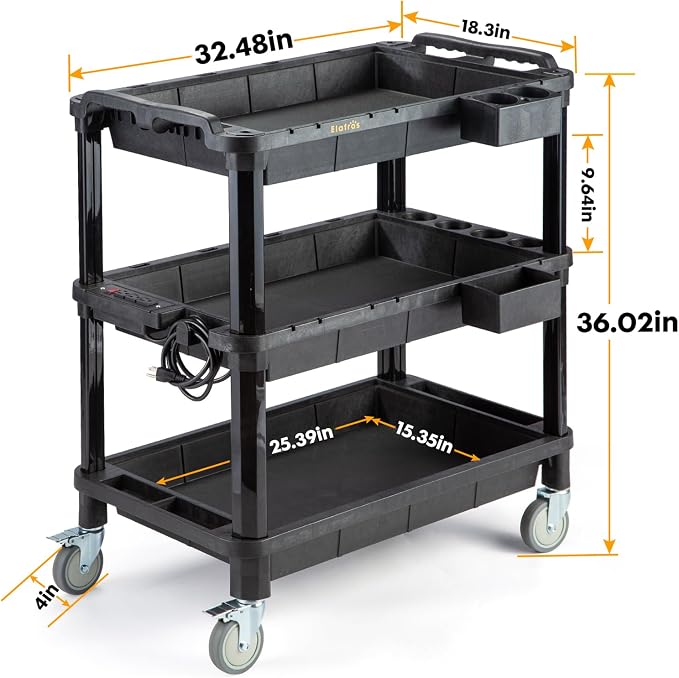 3-Shelf Rolling Utility Cart - Image 2