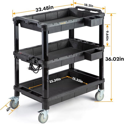 3-Shelf Rolling Utility Cart - Image 2