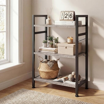 DUMOS 3 Tier Bookshelf, Home Office Bookcase Shelf Storage Organizer | Free - Image 7
