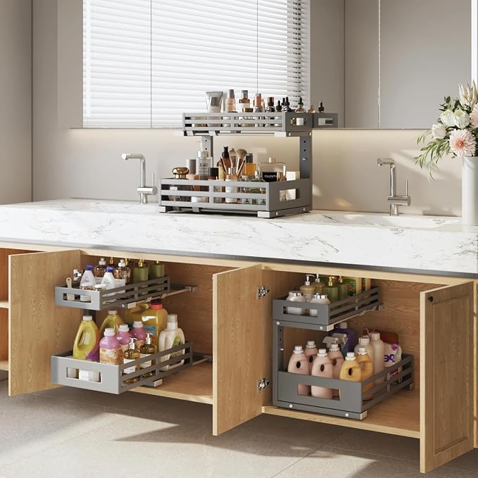 1-Pack Under Sink Organizers and Storage, 2-Tier L Shape Pull Out Cabinet - Image 8