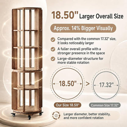 Larger Solid Wood Rotating Bookshelf Tower - Image 5
