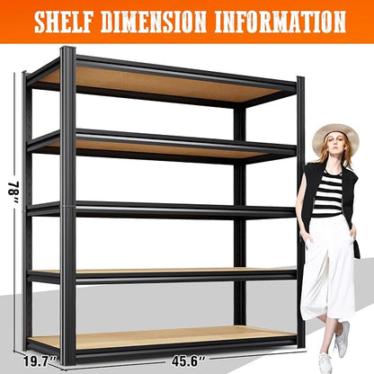 5 Pack Garage Shelving Heavy Duty 5T Storage Shelves, Metal Adjustable Shelving - Image 3