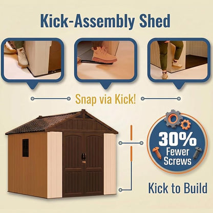 Devoko 8 x 8 FT Plastic Storage Shed - Image 3