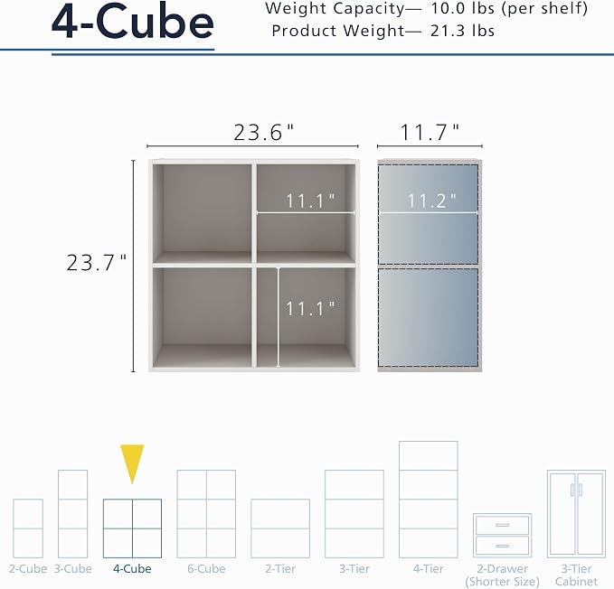 Homes: Inside + Out Apexa 4-Cube Storage Organizer Shelves, Stackable Wood - Image 3