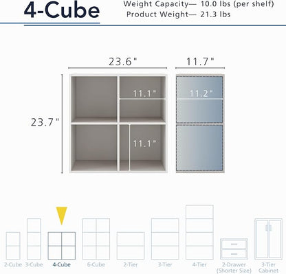 Homes: Inside + Out Apexa 4-Cube Storage Organizer Shelves, Stackable Wood - Image 3
