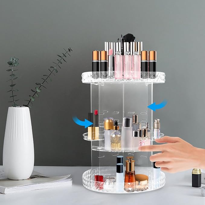 Rotating Makeup Organizer, 360° Rotating Storage, 3 Layer Adjustable Makeup - Image 4