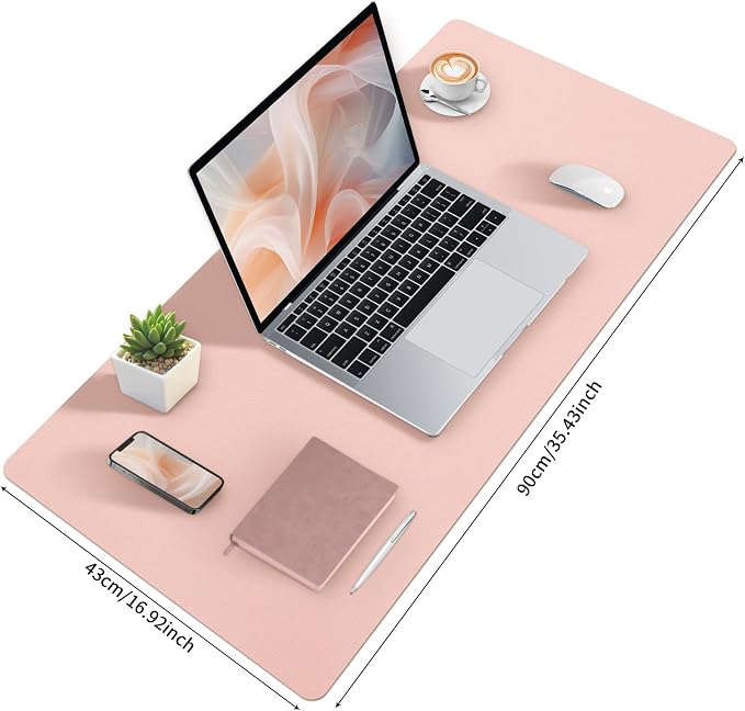 Bloss Pink Desk Mat, Waterproof Non-Slip Leather Desk Pad, Large Mouse pad - Image 4