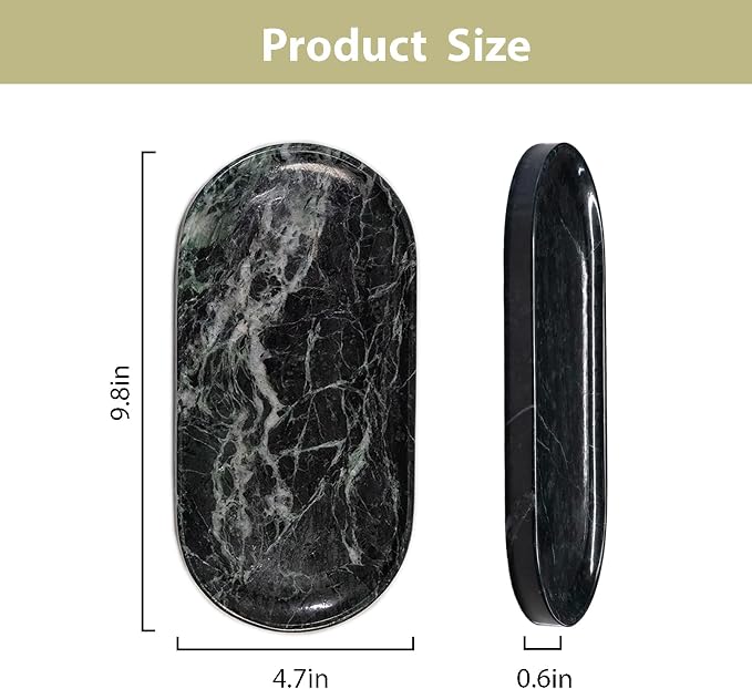 Emerald Green Marble Tray | Bathroom Jewelry Organizer | Spa-Quality Perfume - Image 2