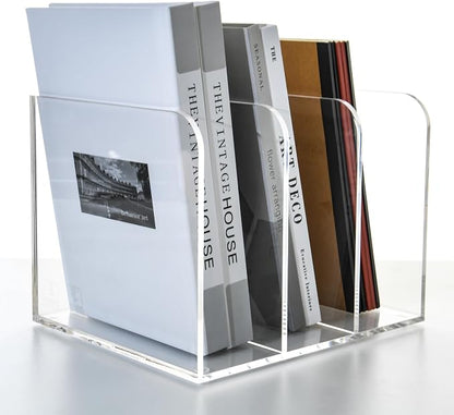 3 Vertical Compartments Clear Acrylic Magazine & File Holder – Multipurpose - Image 4