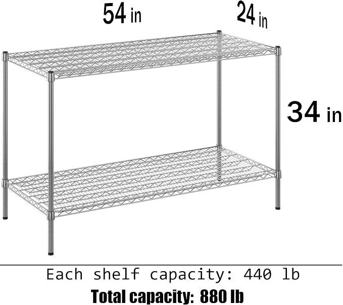 24" Deep x 54" Wide x 34" Height Wire Shelving Kit | 2-Tier | NSF Commercial - Image 3