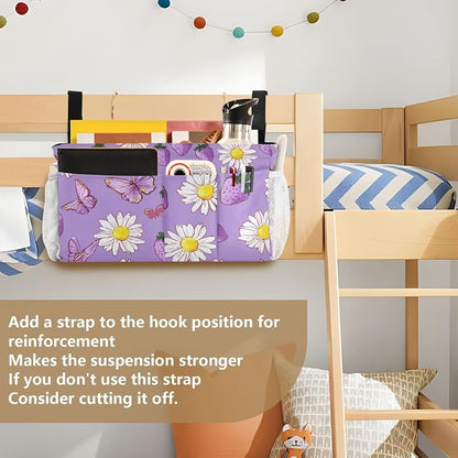 Purple Cute Daisy Butterflies Strawberry Bedside Caddy - Image 6