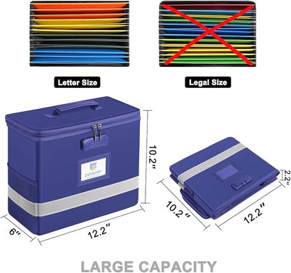 Fireproof File Box with Lock, Collapsible Document Organizer, Reflective Strip - Image 4