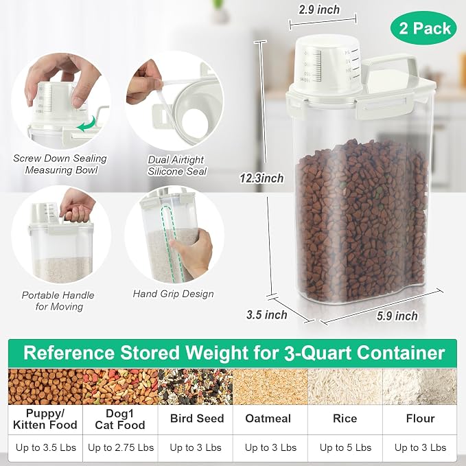 TBMax Rice Container Cereal Storage Container 2 Pack 5 Lbs, Kitchen Pantry Dry - Image 2