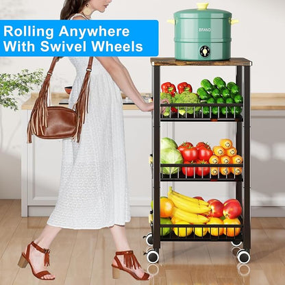 Fruit Vegetable Storage Basket for Kitchen, 4 Tier Large Pull-Out Metal Wire - Image 6