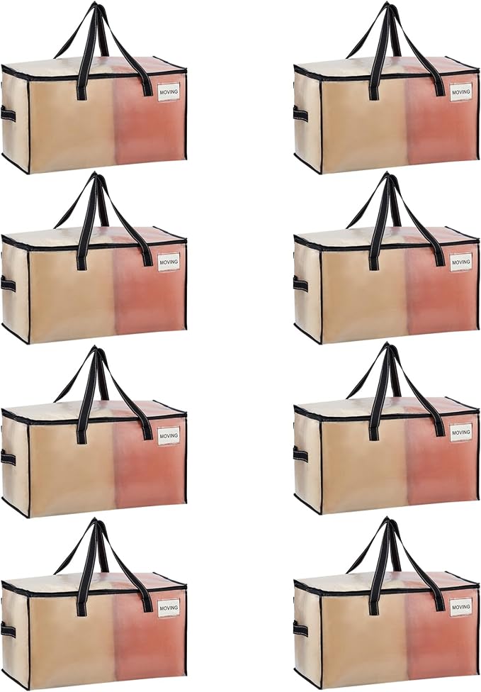 VENO 8 Pack Heavy Duty Moving Bags, College Dorm Essentials Packing Supplies by Veno