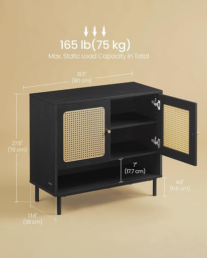 VASAGLE Natural Rattan 3-Tier Shoe Cabinet, 16 Pair Shoe Storage Cabinet - Image 3