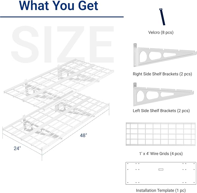 FLEXIMOUNTS 2-Pack 2x4ft 24-inch-by-48-inch Wall Shelf Garage Storage Rack Wall - Image 3
