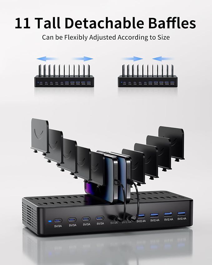 100W Charging Station for Multiple Devices, 10-Port USB Fast Charging Station - Image 5