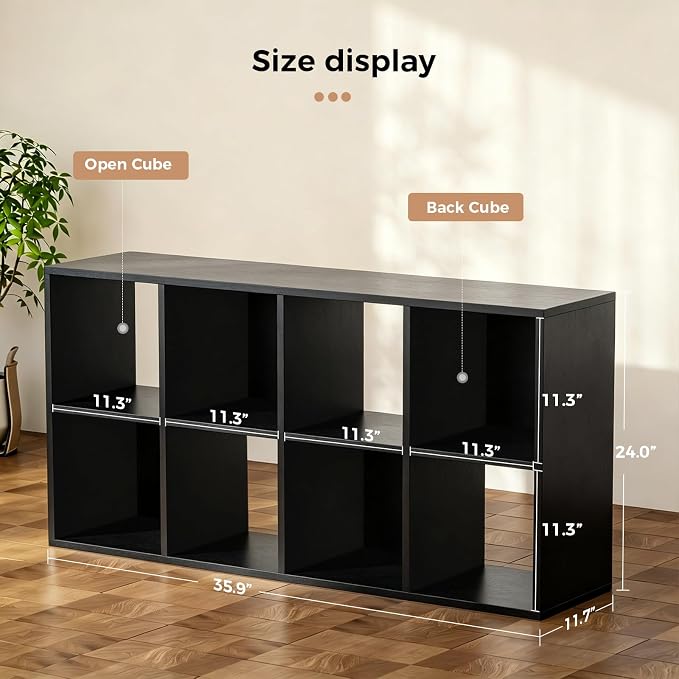 LUCKLIFE 8-Cube Storage Organizer, Stackable Modular Bookcase Shelf - Image 2