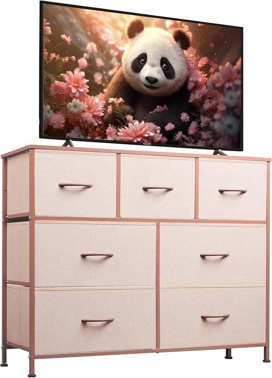 WLIVE Dresser for Bedroom, 7 Drawers, TV Stand, Fits TVs up to 45 inch by WLIVE