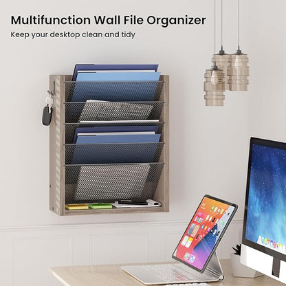 Mail Organizer Wall Mounted, 6-Slot Hanging File Organizer - Image 4